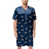 image:imageSWOMOG Mens Silk Satin Nightshirt Short Sleeve Loose Henley Sleep Shirt Comfy Nightgown Big amp Tall Men SleepwearNavy Leopard
