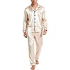 image:imageSWOMOG Mens Silk Satin Pajamas Set Long Sleeve Sleepwear ButtonDown Pj Twopiece Loungewear with Long Pants SXXLChampagne