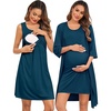 image:imageSWOMOG Women Maternity Nursing Gown and 34 Sleeve Robe Set Labor Delivery Nightgown Breastfeeding Hospital BathrobeOxford Blue