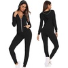 image:imageSWOMOG Womens Pajamas Jumpsuits Zipup Hoodie Union Jumpsuit Romper Long Sleeve Sexy Onesie Bodysuits One Piece SleepwearBlack