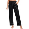 image:imageSWOMOG Womens Silk Satin Pants Wide Leg Pajama Bottoms Palazzo Lounge Pants Casual Loose Trousers Pj with PocketsBlack