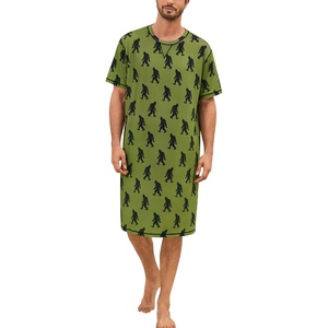 image:imageSWOMOG Mens Nightshirt Short Sleeve Nightgown Soft Loose Sleepwear Lightweight Nightwear Comfy Henley Sleep Shirt SXXLArmy Green Bigfoot