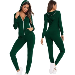 image:imageSWOMOG Womens Pajamas Jumpsuits Zipup Hoodie Union Jumpsuit Romper Long Sleeve Sexy Onesie Bodysuits One Piece SleepwearGreen