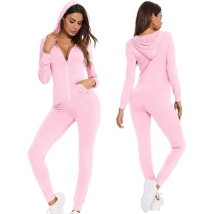 image:imageSWOMOG Womens Pajamas Jumpsuits Zipup Hoodie Union Jumpsuit Romper Long Sleeve Sexy Onesie Bodysuits One Piece SleepwearPink