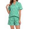 image:imageSWOMOG 100 Cotton Pajama Set For Women 2PCS Plaid Pjs Set Short Sleeve Shirts with Pockets Button Down Cute LoungewearGreen Gingham