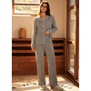 image:imageSWOMOG 100 Cotton Pajama Set for Women 2 PCS Long Sleeve Plaid Pjs Set Button Down Sleepwear with PantsBlack Stripe