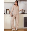 image:imageSWOMOG 100 Cotton Pajama Set for Women 2 PCS Long Sleeve Plaid Pjs Set Button Down Sleepwear with PantsBrown Plaid