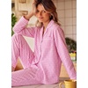 image:imageSWOMOG 100 Cotton Pajama Set for Women 2 PCS Long Sleeve Plaid Pjs Set Button Down Sleepwear with PantsPink Plaid
