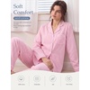 image:imageSWOMOG 100 Cotton Pajama Set for Women 2 PCS Long Sleeve Plaid Pjs Set Button Down Sleepwear with PantsPink Stripe