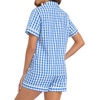image:imageSWOMOG 100 Cotton Women Pajama Set 2 Piece Gingham Pjs Set Short Sleeve Plaid Sleepwear Button Down Lounge SetBlue Plaid