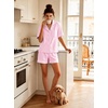 image:imageSWOMOG 100 Cotton Women Pajama Set 2 Piece Gingham Pjs Set Short Sleeve Plaid Sleepwear Button Down Lounge SetPink Stripe
