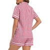 image:imageSWOMOG 100 Cotton Women Pajama Set 2 Piece Gingham Pjs Set Short Sleeve Plaid Sleepwear Button Down Lounge SetRed Plaid