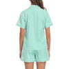 image:imageSWOMOG 100 Cotton Women Pajama Set 2 Piece Gingham Pjs Set Short Sleeve Plaid Sleepwear Button Down Lounge SetSage Green