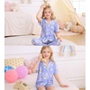 image:imageSWOMOG Big Girls Pajama Set 3PCS Button Dowm Sleepwear Short Sleeve with ShortampLong Pants PJs Cute Print LoungewearPurple Rabbit