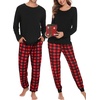 image:imageSWOMOG Christmas Pajamas Set for Couples Long Sleeve Sleepwear Women amp Men Matching Pjs Set Loungewear SetBlack  Solid Top
