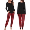 image:imageSWOMOG Christmas Pajamas Set for Couples Long Sleeve Sleepwear Women amp Men Matching Pjs Set Loungewear SetBlack  Solid Top