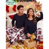 image:imageSWOMOG Christmas Pajamas Set for Couples Long Sleeve Sleepwear Women amp Men Matching Pjs Set Loungewear SetBlack  Solid Top