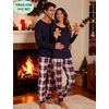 image:imageSWOMOG Christmas Pajamas Set for Couples Long Sleeve Sleepwear Women amp Men Matching Pjs Set Loungewear SetBlack  Solid Top