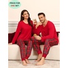 image:imageSWOMOG Christmas Pajamas Set for Couples Long Sleeve Sleepwear Women amp Men Matching Pjs Set Loungewear SetChristmas Red Grid  Solid Top