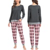 image:imageSWOMOG Christmas Pajamas Set for Couples Long Sleeve Sleepwear Women amp Men Matching Pjs Set Loungewear SetDeep Grey  Grey Plaid