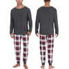image:imageSWOMOG Christmas Pajamas Set for Couples Long Sleeve Sleepwear Women amp Men Matching Pjs Set Loungewear SetDeep Grey  Solid Top