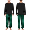 image:imageSWOMOG Christmas Pajamas Set for Couples Long Sleeve Sleepwear Women amp Men Matching Pjs Set Loungewear SetGreen  Solid Top