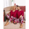 image:imageSWOMOG Christmas Pajamas Set for Couples Long Sleeve Sleepwear Women amp Men Matching Pjs Set Loungewear SetWine Red Plaid