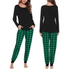 image:imageSWOMOG Christmas Pajamas Set for Couples Long Sleeve Sleepwear Women amp Men Matching Pjs Set Loungewear SetZ  Green  Solid Top