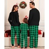 image:imageSWOMOG Couple Matching Pajamas Set Christmas Pajamas Long Sleeve Button Down Pj Set Festival Party Xmas SleepwearBlack Green Plaid