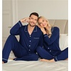 image:imageSWOMOG Couple Matching Pajamas Set Christmas Pajamas Long Sleeve Button Down Pj Set Festival Party Xmas SleepwearNavy Blue