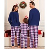 image:imageSWOMOG Couple Matching Pajamas Set Christmas Pajamas Long Sleeve Button Down Pj Set Festival Party Xmas SleepwearNavy Blue Plaid