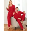 image:imageSWOMOG Couple Matching Pajamas Set Christmas Pajamas Long Sleeve Button Down Pj Set Festival Party Xmas SleepwearRed