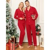 image:imageSWOMOG Couple Matching Pajamas Set Christmas Pajamas Long Sleeve Button Down Pj Set Festival Party Xmas SleepwearRed