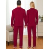 image:imageSWOMOG Couple Matching Pajamas Set Christmas Pajamas Long Sleeve Button Down Pj Set Festival Party Xmas SleepwearWine Red