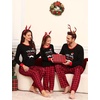 image:imageSWOMOG Couple Matching Pajamas Set Christmas Pajamas Long Sleeve Button Down Pj Set Festival Party Xmas SleepwearZblack Merry Christmas