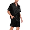 image:imageSWOMOG Couple Matching Pajamas Sets Women amp Men Button Down Silk Pjs Men Short Sleeve Soft Lounge Sets 2 Pcs LoungewearBlack