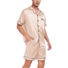 image:imageSWOMOG Couple Matching Pajamas Sets Women amp Men Button Down Silk Pjs Men Short Sleeve Soft Lounge Sets 2 Pcs LoungewearChampagne