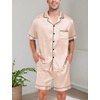 image:imageSWOMOG Couple Matching Pajamas Sets Women amp Men Button Down Silk Pjs Men Short Sleeve Soft Lounge Sets 2 Pcs LoungewearChampagne