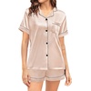image:imageSWOMOG Couple Matching Pajamas Sets Women amp Men Button Down Silk Pjs Men Short Sleeve Soft Lounge Sets 2 Pcs LoungewearChampagne