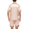 image:imageSWOMOG Couple Matching Pajamas Sets Women amp Men Button Down Silk Pjs Men Short Sleeve Soft Lounge Sets 2 Pcs LoungewearChampagne