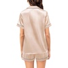 image:imageSWOMOG Couple Matching Pajamas Sets Women amp Men Button Down Silk Pjs Men Short Sleeve Soft Lounge Sets 2 Pcs LoungewearChampagne
