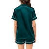 image:imageSWOMOG Couple Matching Pajamas Sets Women amp Men Button Down Silk Pjs Men Short Sleeve Soft Lounge Sets 2 Pcs LoungewearGreen