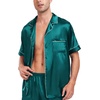 image:imageSWOMOG Couple Matching Pajamas Sets Women amp Men Button Down Silk Pjs Men Short Sleeve Soft Lounge Sets 2 Pcs LoungewearGreen