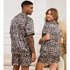 image:imageSWOMOG Couple Matching Pajamas Sets Women amp Men Button Down Silk Pjs Men Short Sleeve Soft Lounge Sets 2 Pcs LoungewearLeopard