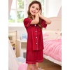 image:imageSWOMOG Couple Matching Pajamas Sets Women amp Men Button Down Silk Pjs Men Short Sleeve Soft Lounge Sets 2 Pcs LoungewearLight Red