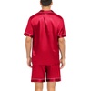 image:imageSWOMOG Couple Matching Pajamas Sets Women amp Men Button Down Silk Pjs Men Short Sleeve Soft Lounge Sets 2 Pcs LoungewearLight Red