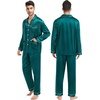 image:imageSWOMOG Couples Matching Pajamas Set Women amp Men Satin Long Sleeve Sleepwear Soft Button Down Pj Set Silk LoungewearGreen