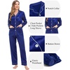 image:imageSWOMOG Couples Matching Pajamas Set Women amp Men Satin Long Sleeve Sleepwear Soft Button Down Pj Set Silk LoungewearNavy Blue