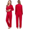 image:imageSWOMOG Couples Matching Pajamas Set Women amp Men Satin Long Sleeve Sleepwear Soft Button Down Pj Set Silk LoungewearRed