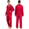 image:imageSWOMOG Couples Matching Pajamas Set Women amp Men Satin Long Sleeve Sleepwear Soft Button Down Pj Set Silk LoungewearRed